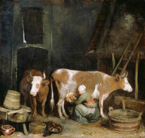 Gerard_ter_Borch_(Dutch_-_A_Maid_Milking_a_Cow_in_a_Barn_-_Google_Art_Project