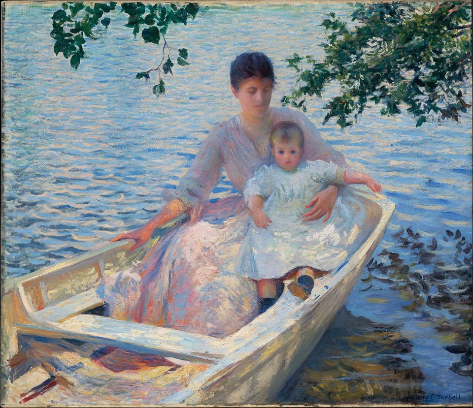  Edmund Charles Tarbell’s “Mother and Child in a Boat” (1892), which depicts his wife Emeline and daughter Josephine.