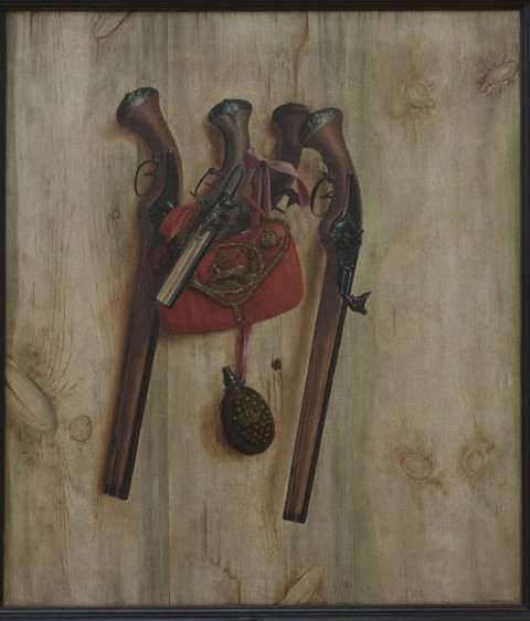 Cornelius Norbertus Gijsbrechts (1657-1683), Trompe l'oeil med pistoler, 1672