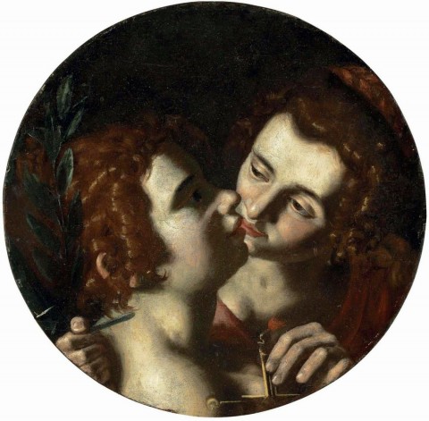 Artemisia Gentileschi / Артемизия Джентилески (1593-1653) - Abbraccio tra la Giustizia e la Pace / Правосудие охватывает Мир (около 1635)