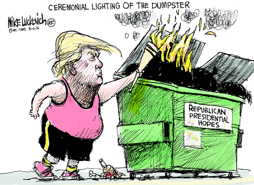 trump ceremonial dumpster lighting luckvich