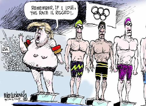 trump rigged swimmers luckovich