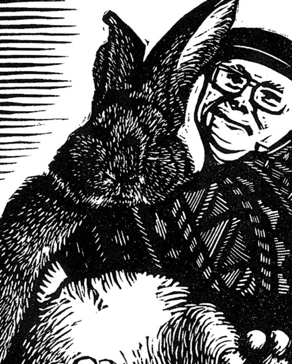 Big Bunny Linocut by linocutboy on Etsy
