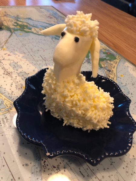 Lamb carved out of butter