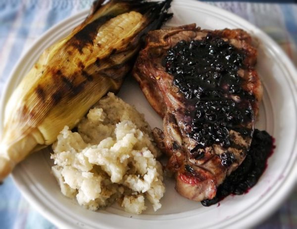 spicy blueberry sauce and ny strip