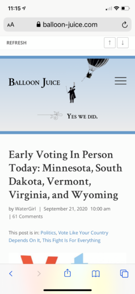 Early Voting In Person Today: Minnesota, South Dakota, Vermont, Virginia, and Wyoming