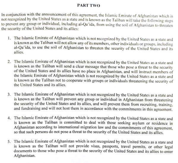 In Case Anyone Was Wondering Why the Taliban Actually Were Able To Retake Afghanistan So Easily, It Is Because the Trump Administration Agreed the US Would Unconditionally Surrender To Them 4