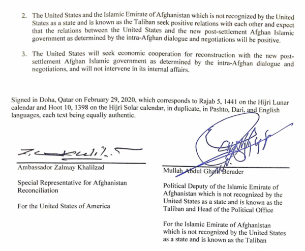 In Case Anyone Was Wondering Why the Taliban Actually Were Able To Retake Afghanistan So Easily, It Is Because the Trump Administration Agreed the US Would Unconditionally Surrender To Them 6
