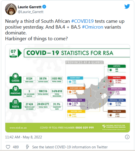 COVID-19 Coronavirus Updates: Sunday / Monday, May 8-9 1