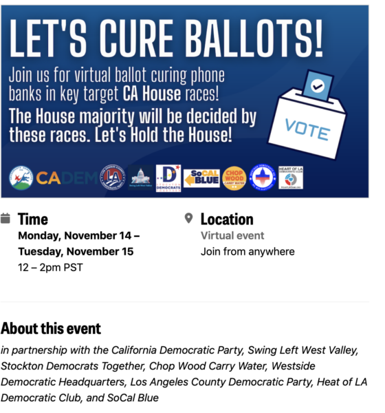 Help Save the House! CA-22 and CA-41 Need Help Curing Ballots 1