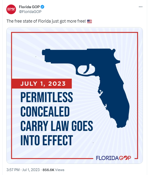 FL GOP tweet with graphic depicting the state as a gun. 