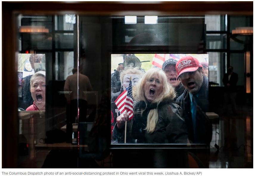 Zombie-like Trump supporters at a window