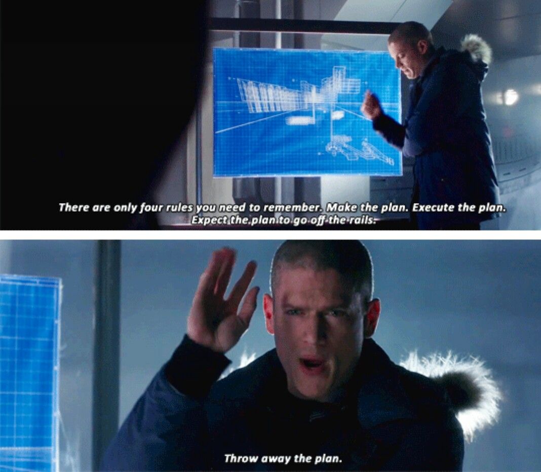 Screengrab of Wentworth Miller from The Flash tv show explaining his four rules of planning.
