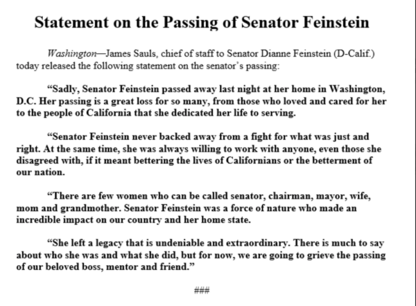 RIP Diane Feinstein