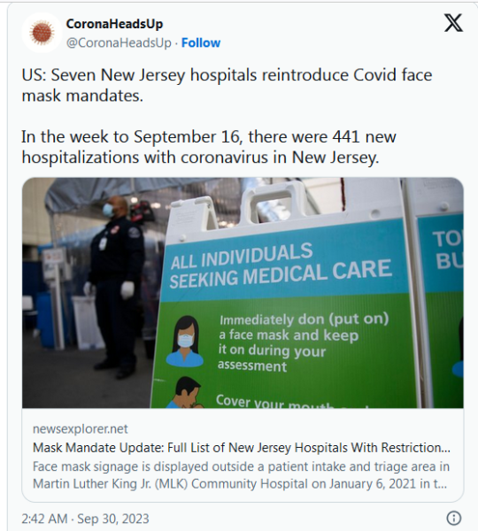 COVID-19 Coronavirus Updates: October 4, 2023 12