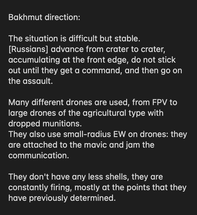 Screen grab of a Dmitri translation about the situation in Bakhmut.
