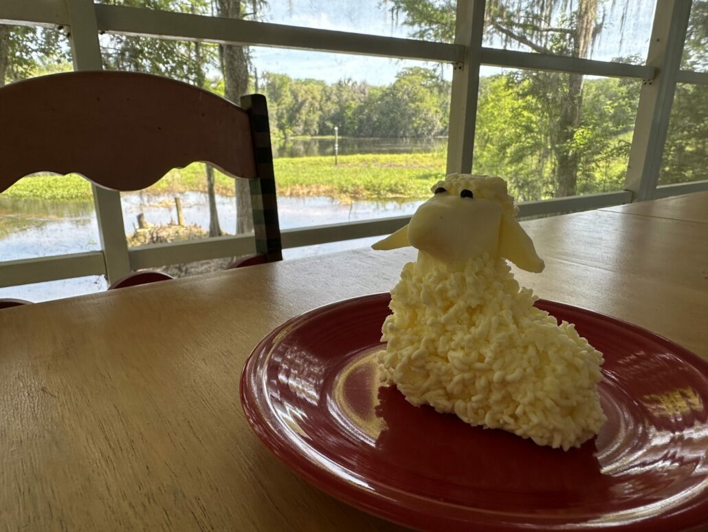 Lamb made of butter for Easter table