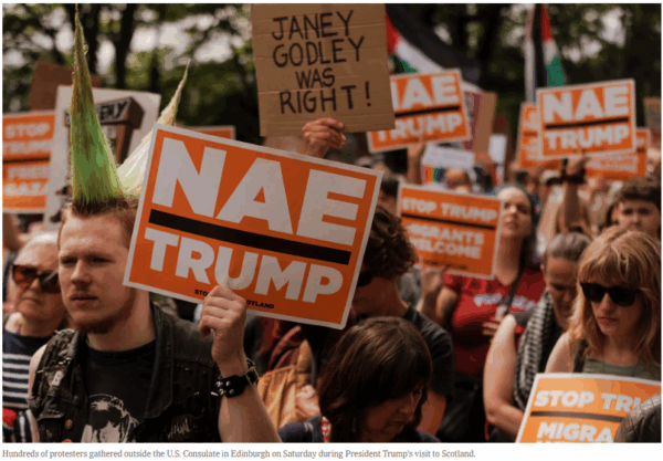 Scots protesting Trump in Scotland