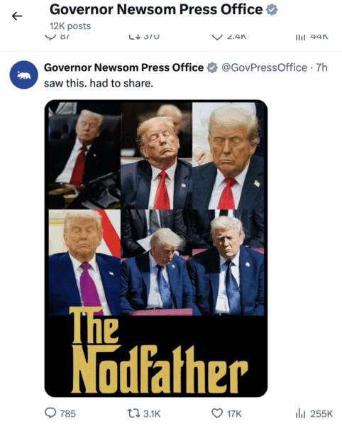 Montage of pictures of Donald Trump asleep at public events captioned the